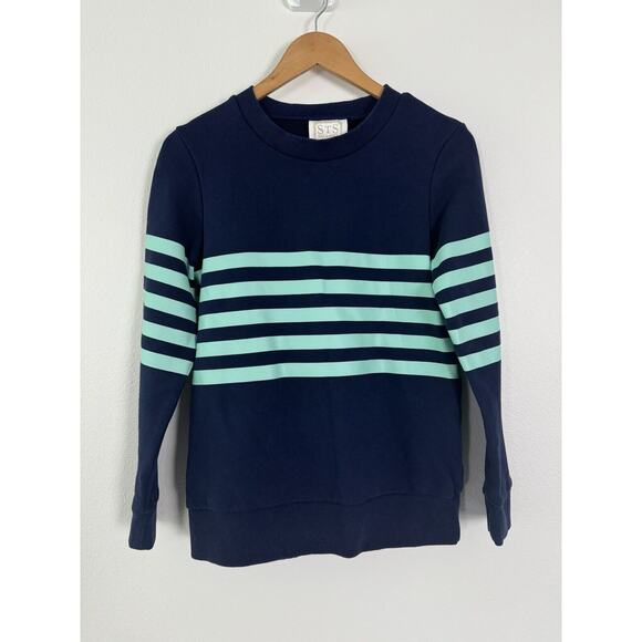 Sail to Sable Pullover Womens Small Sweater Navy Blue Striped - Picture 1 of 8